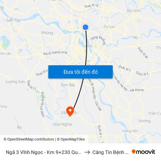 Ngã 3 Vĩnh Ngọc - Km 9+230 Quốc Lộ 3 to Căng Tin Bệnh Viện map