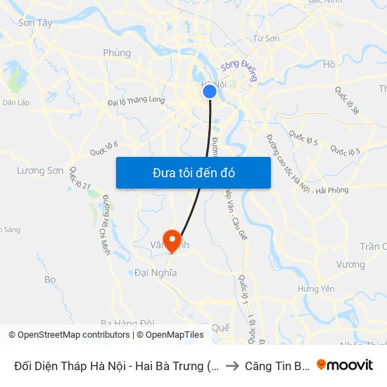 Đối Diện Tháp Hà Nội - Hai Bà Trưng (Cạnh 56 Hai Bà Trưng) to Căng Tin Bệnh Viện map