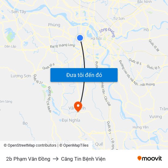 2b Phạm Văn Đồng to Căng Tin Bệnh Viện map