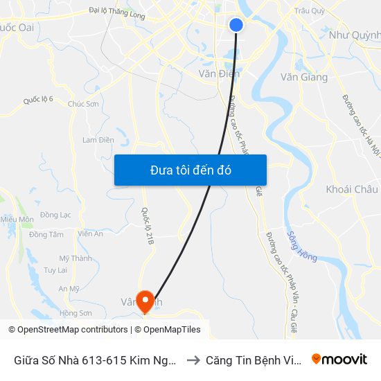 Giữa Số Nhà 613-615 Kim Ngưu to Căng Tin Bệnh Viện map