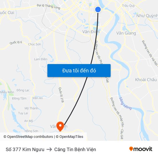 Số 377 Kim Ngưu to Căng Tin Bệnh Viện map