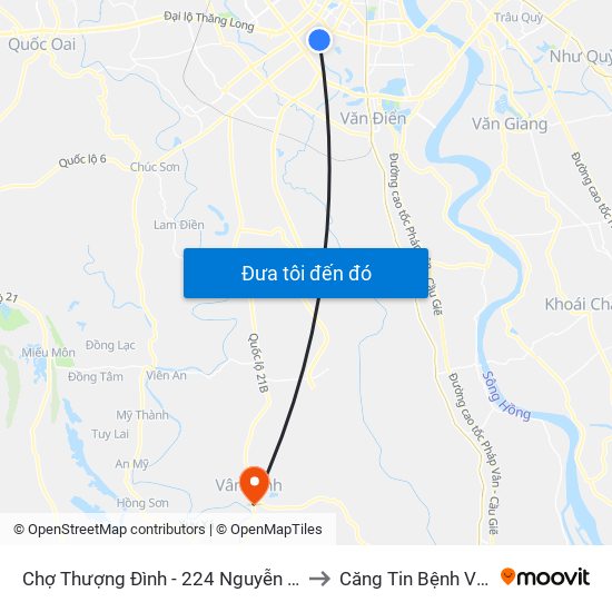 Chợ Thượng Đình - 224 Nguyễn Trãi to Căng Tin Bệnh Viện map