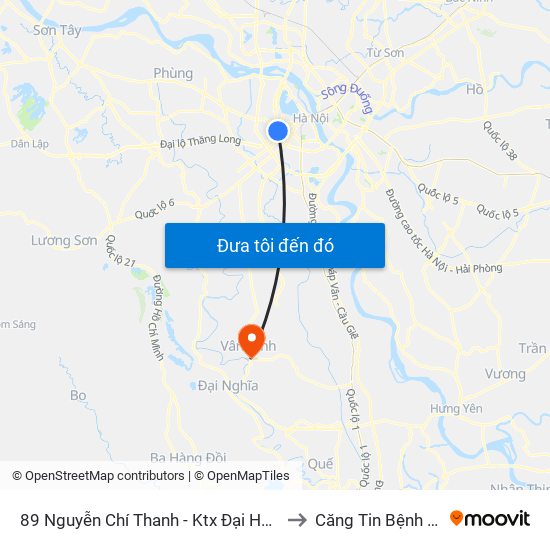 89 Nguyễn Chí Thanh - Ktx Đại Học Luật to Căng Tin Bệnh Viện map