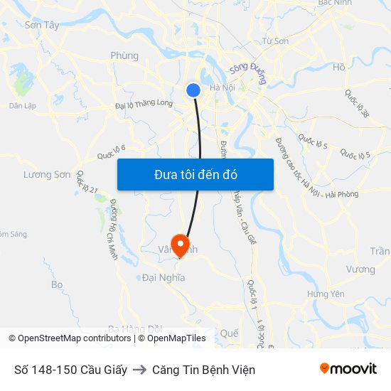 Số 148-150 Cầu Giấy to Căng Tin Bệnh Viện map