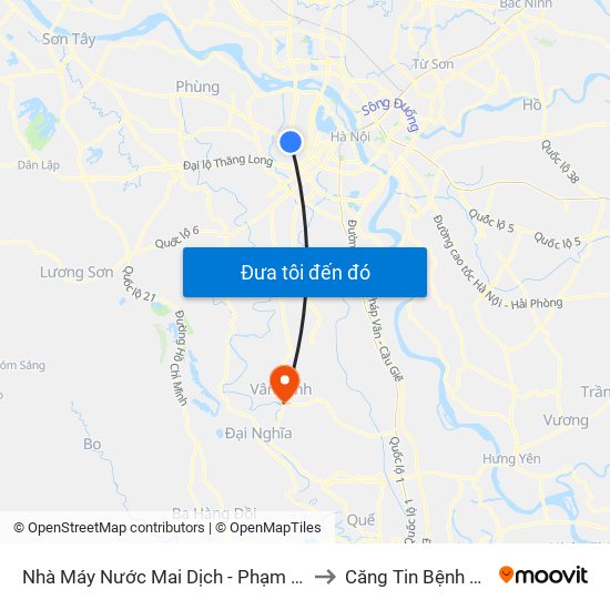 Nhà Máy Nước Mai Dịch - Phạm Hùng to Căng Tin Bệnh Viện map