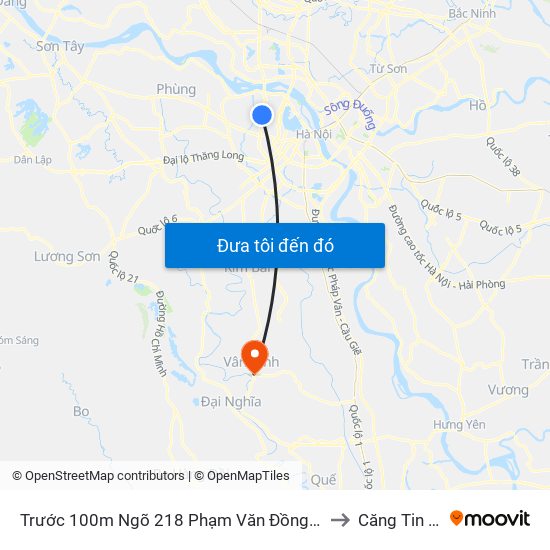 Trước 100m Ngõ 218 Phạm Văn Đồng (Đối Diện Công Viên Hòa Bình) to Căng Tin Bệnh Viện map