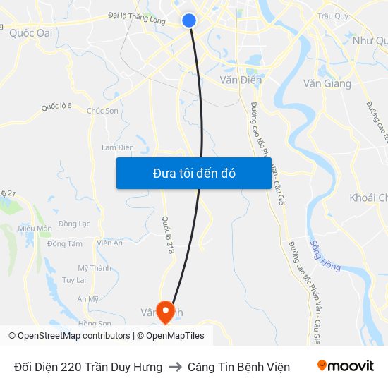 Đối Diện 220 Trần Duy Hưng to Căng Tin Bệnh Viện map