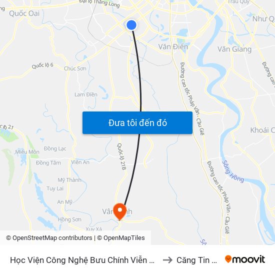 Học Viện Công Nghệ Bưu Chính Viễn Thông - Trần Phú (Hà Đông) to Căng Tin Bệnh Viện map