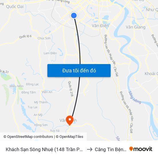 Khách Sạn Sông Nhuệ (148 Trần Phú- Hà Đông) to Căng Tin Bệnh Viện map