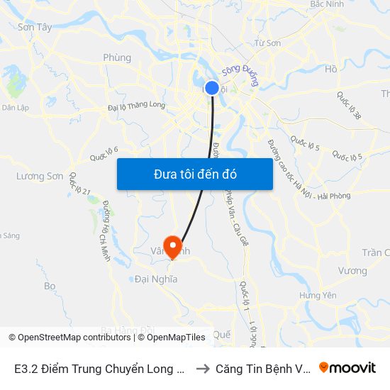 E3.2 Điểm Trung Chuyển Long Biên to Căng Tin Bệnh Viện map