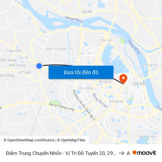 Điểm Trung Chuyển Nhổn - Vị Trí Đỗ Tuyến 20, 29, 32 (Chiều Sơn Tây - Hà Nội)- Đường 32 to A3 map