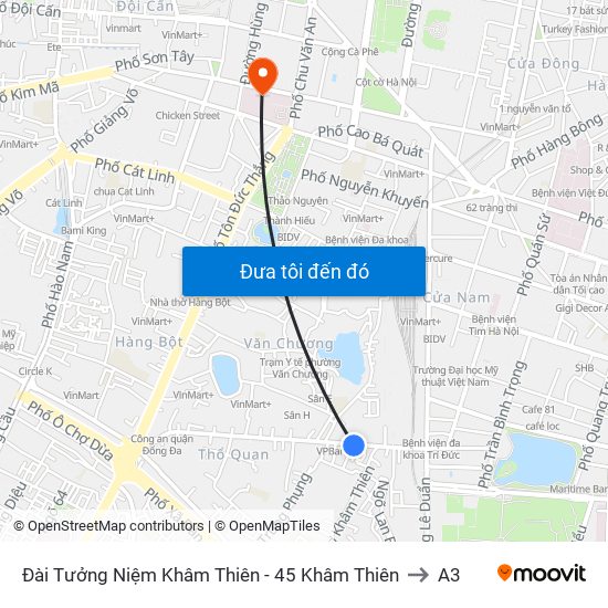 Đài Tưởng Niệm Khâm Thiên - 45 Khâm Thiên to A3 map