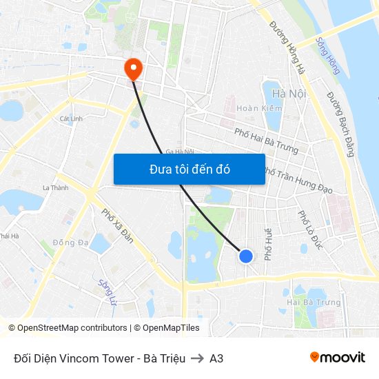 Đối Diện Vincom Tower - Bà Triệu to A3 map