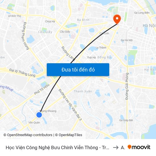 Học Viện Công Nghệ Bưu Chính Viễn Thông - Trần Phú (Hà Đông) to A3 map