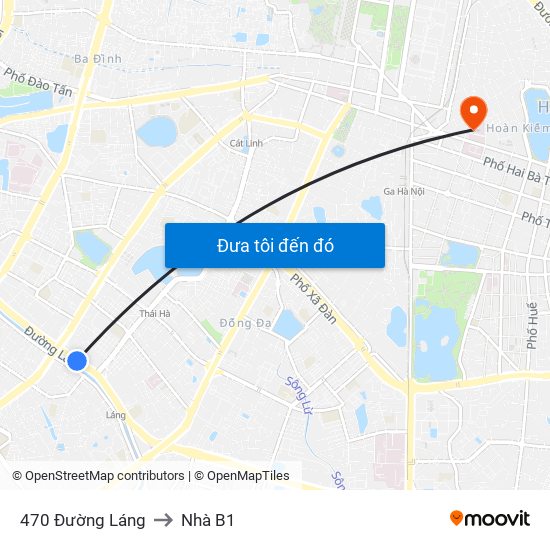 470 Đường Láng to Nhà B1 map