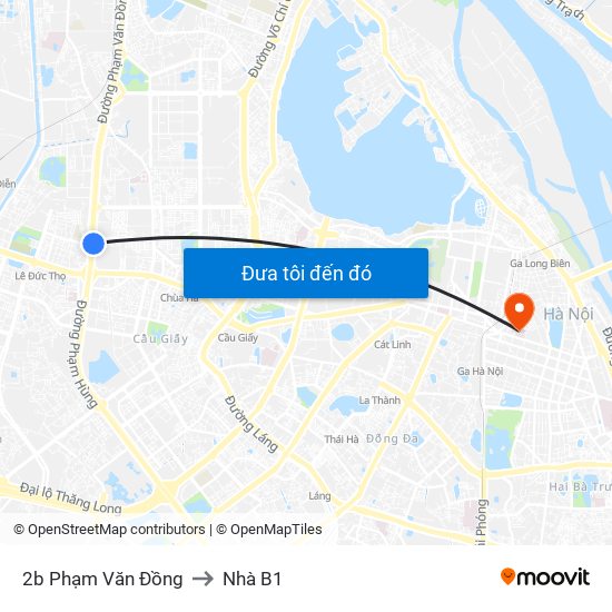 2b Phạm Văn Đồng to Nhà B1 map