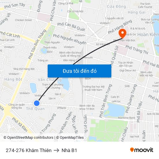 274-276 Khâm Thiên to Nhà B1 map