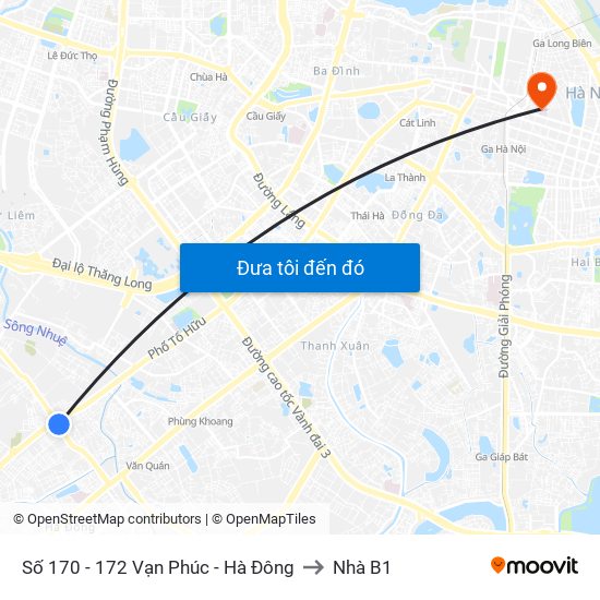 Số 170 - 172 Vạn Phúc - Hà Đông to Nhà B1 map