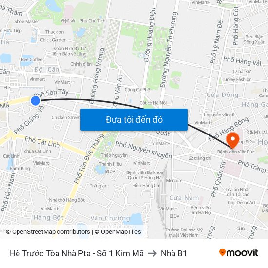 Hè Trước Tòa Nhà Pta - Số 1 Kim Mã to Nhà B1 map