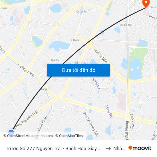 Trước Số 277 Nguyễn Trãi - Bách Hóa Giày Thượng Đình to Nhà B1 map