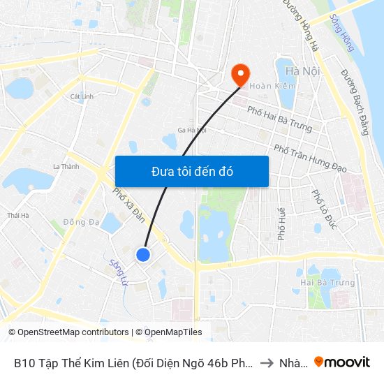 B10 Tập Thể Kim Liên (Đối Diện Ngõ 46b Phạm Ngọc Thạch) to Nhà B1 map