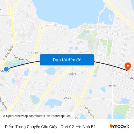 Điểm Trung Chuyển Cầu Giấy - Gtvt 02 to Nhà B1 map