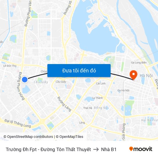 Trường Đh Fpt - Đường Tôn Thất Thuyết to Nhà B1 map