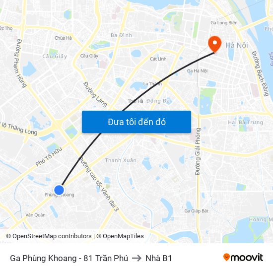 Ga Phùng Khoang - 81 Trần Phú to Nhà B1 map