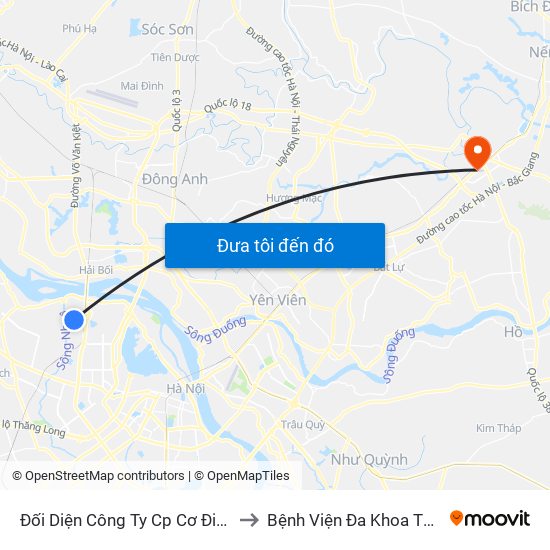 Đối Diện Công Ty Cp Cơ Điện Hn- Đường Đức Thắng to Bệnh Viện Đa Khoa Thành An - Thăng Long map