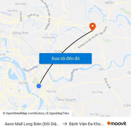 Aeon Mall Long Biên (Đối Diện Cột Điện T4a/2a-B Đường Cổ Linh) to Bệnh Viện Đa Khoa Thành An - Thăng Long map