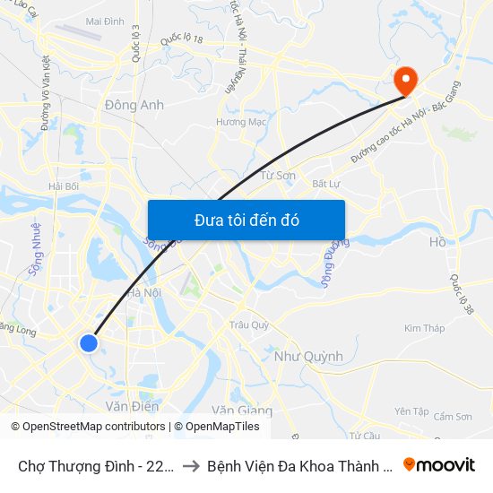 Chợ Thượng Đình - 224 Nguyễn Trãi to Bệnh Viện Đa Khoa Thành An - Thăng Long map