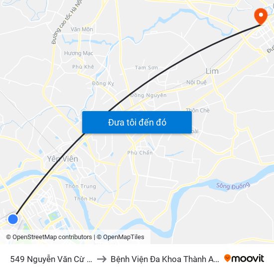 549 Nguyễn Văn Cừ (Cột Trước) to Bệnh Viện Đa Khoa Thành An - Thăng Long map