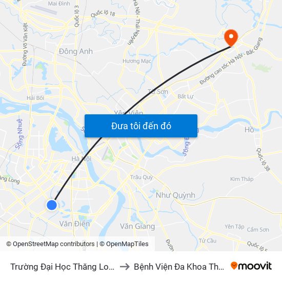 Trường Đại Học Thăng Long - Nghiêm Xuân Yêm to Bệnh Viện Đa Khoa Thành An - Thăng Long map