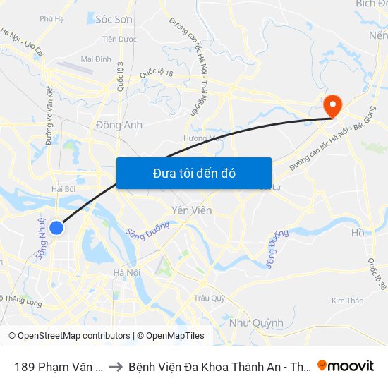189 Phạm Văn Đồng to Bệnh Viện Đa Khoa Thành An - Thăng Long map