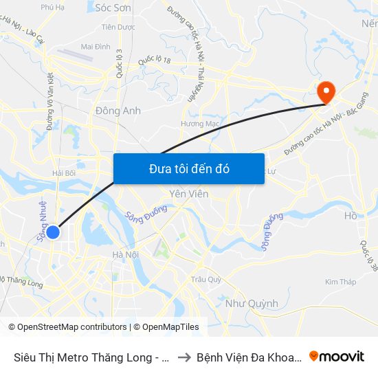 Siêu Thị Metro Thăng Long - Đối Diện Ngõ 599 Phạm Văn Đồng to Bệnh Viện Đa Khoa Thành An - Thăng Long map