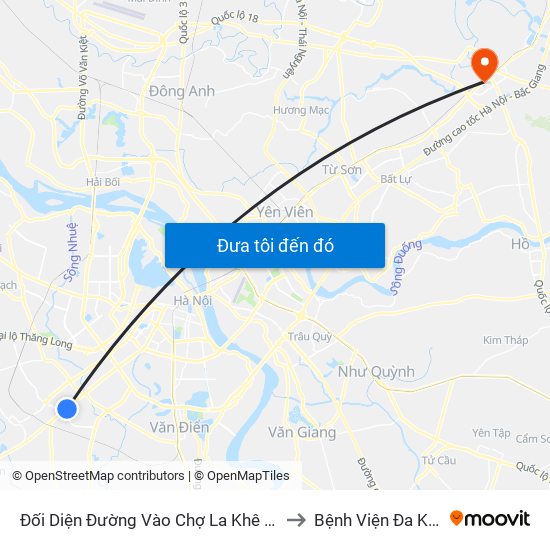 Đối Diện Đường Vào Chợ La Khê (Qua Ga Metro La Khê) - 405 Quang Trung (Hà Đông) to Bệnh Viện Đa Khoa Thành An - Thăng Long map