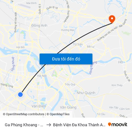 Ga Phùng Khoang - 81 Trần Phú to Bệnh Viện Đa Khoa Thành An - Thăng Long map