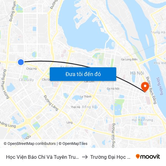 Học Viện Báo Chí Và Tuyên Truyền - 36 Xuân Thủy to Trường Đại Học Dược Hà Nội map