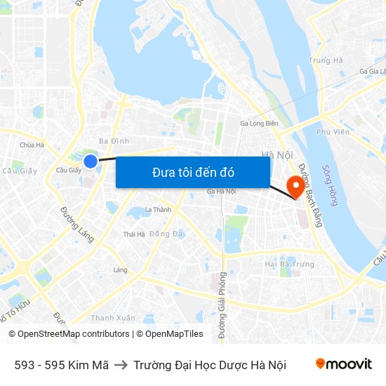 593 - 595 Kim Mã to Trường Đại Học Dược Hà Nội map