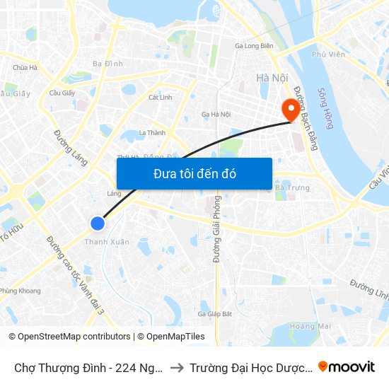 Chợ Thượng Đình - 224 Nguyễn Trãi to Trường Đại Học Dược Hà Nội map