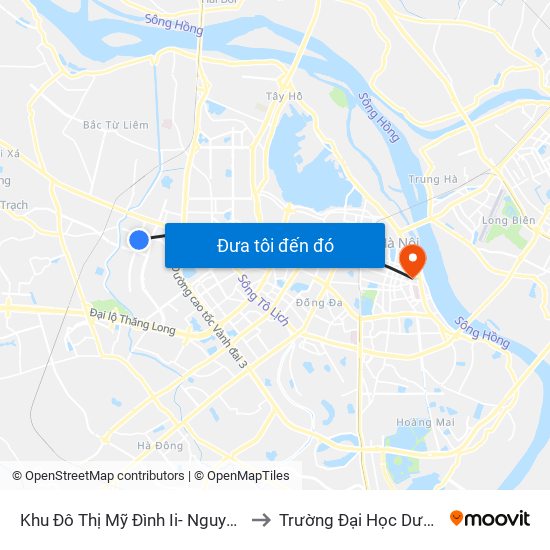 Khu Đô Thị Mỹ Đình Ii- Nguyễn Cơ Thạch to Trường Đại Học Dược Hà Nội map