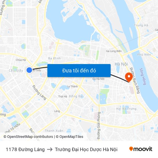 1178 Đường Láng to Trường Đại Học Dược Hà Nội map