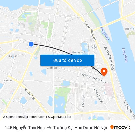 145 Nguyễn Thái Học to Trường Đại Học Dược Hà Nội map
