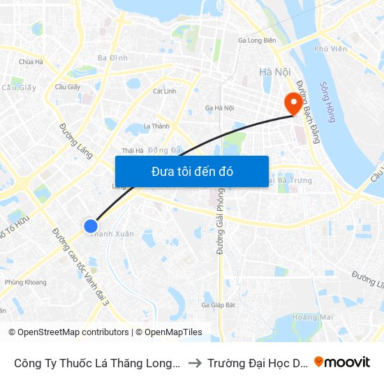 Công Ty Thuốc Lá Thăng Long - 235 Nguyễn Trãi to Trường Đại Học Dược Hà Nội map