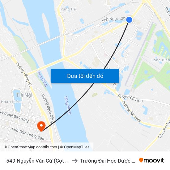 549 Nguyễn Văn Cừ (Cột Trước) to Trường Đại Học Dược Hà Nội map