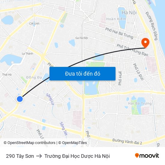 290 Tây Sơn to Trường Đại Học Dược Hà Nội map