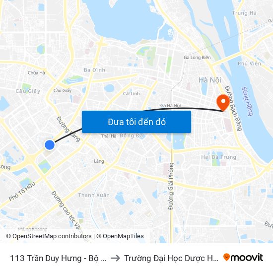 113 Trần Duy Hưng - Bộ Khcn to Trường Đại Học Dược Hà Nội map