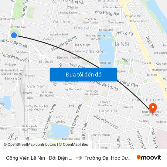 Công Viên Lê Nin - Đối Diện 35 Trần Phú to Trường Đại Học Dược Hà Nội map