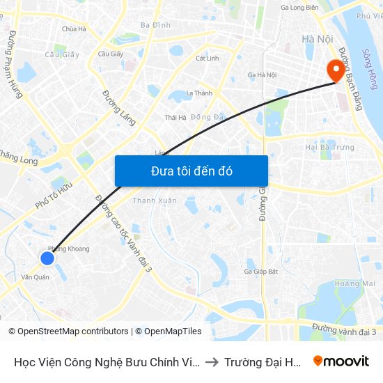 Học Viện Công Nghệ Bưu Chính Viễn Thông - Trần Phú (Hà Đông) to Trường Đại Học Dược Hà Nội map