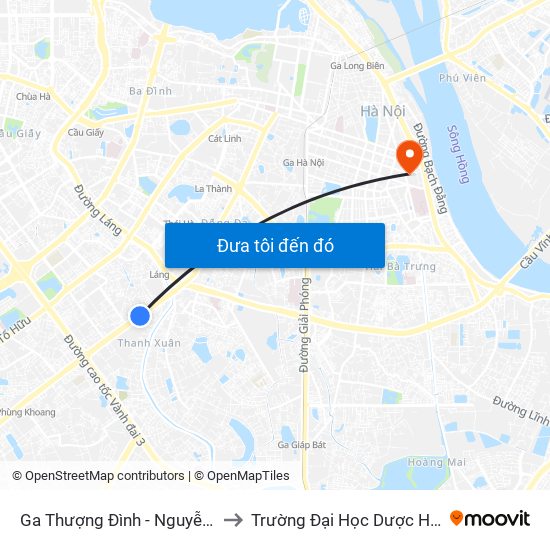 Ga Thượng Đình - Nguyễn Trãi to Trường Đại Học Dược Hà Nội map